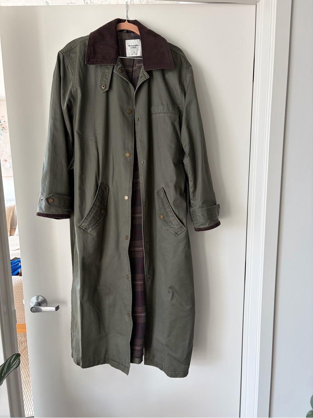Abercrombie & Fitch Winter Trench Coat with Brown Corduroy Collar